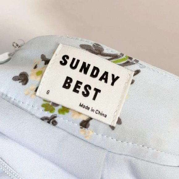 Aritzia Sunday Best  Floral Belt Flowy Light Blue Short - Picture 13 of 14